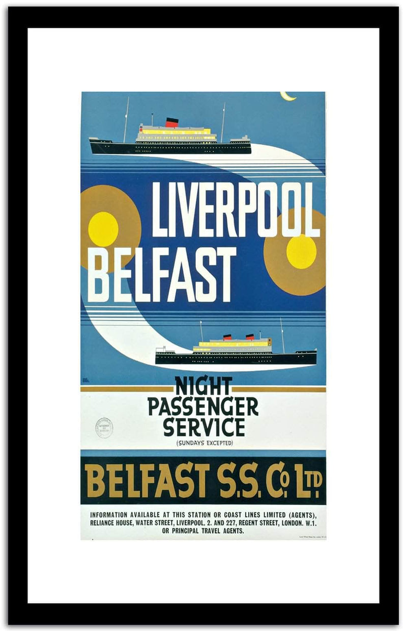 Liverpool Belfast  Vintage Poster Fine Art Print
