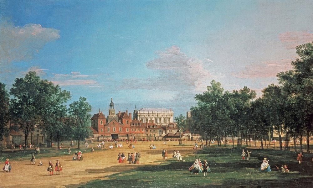 London  The Old Horse Guards And The Banqueting Hall By Canaletto Fine Art Print