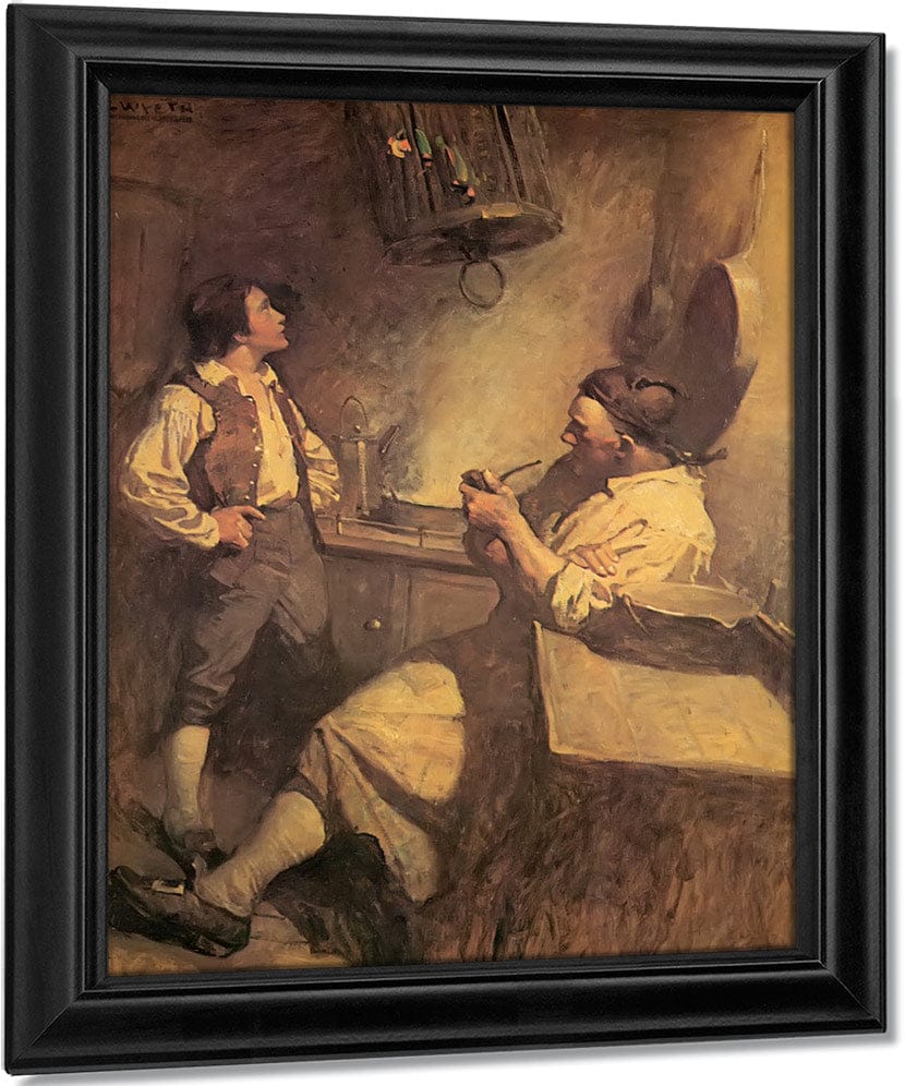 Long John Silver And Hawkins By NC Wyeth Fine Art Print