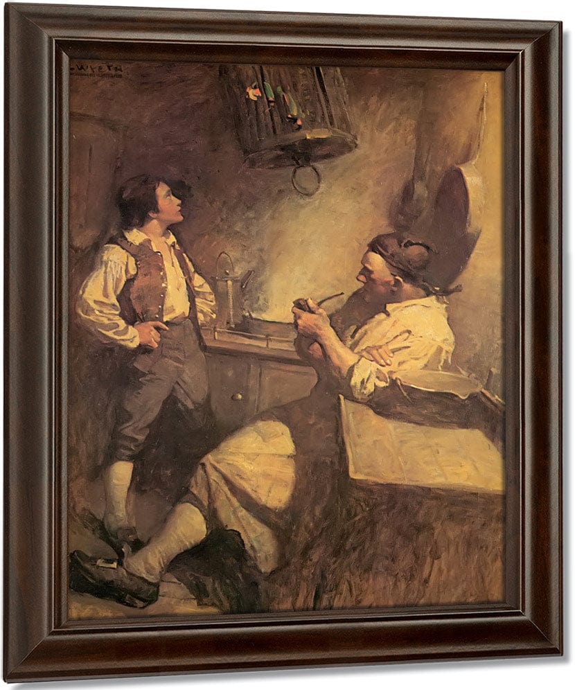 Long John Silver And Hawkins By NC Wyeth Fine Art Print