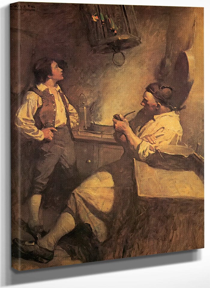 Long John Silver And Hawkins By NC Wyeth Fine Art Print
