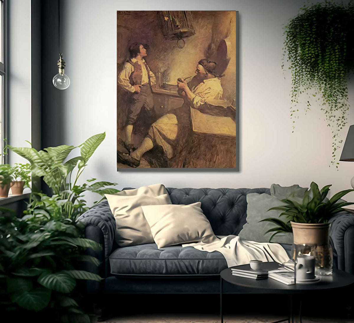 Long John Silver And Hawkins By NC Wyeth Fine Art Print