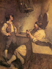 Long John Silver And Hawkins By NC Wyeth Fine Art Print