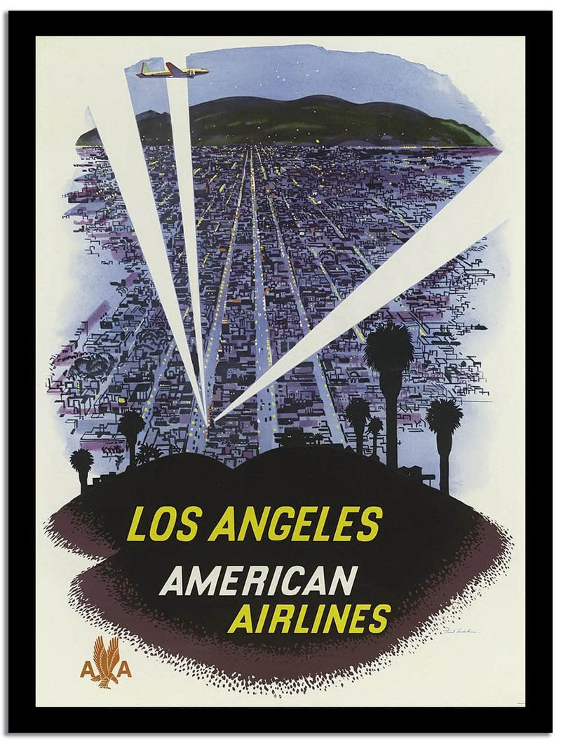 Los Angeles America Airlines  Vintage Poster Fine Art Print