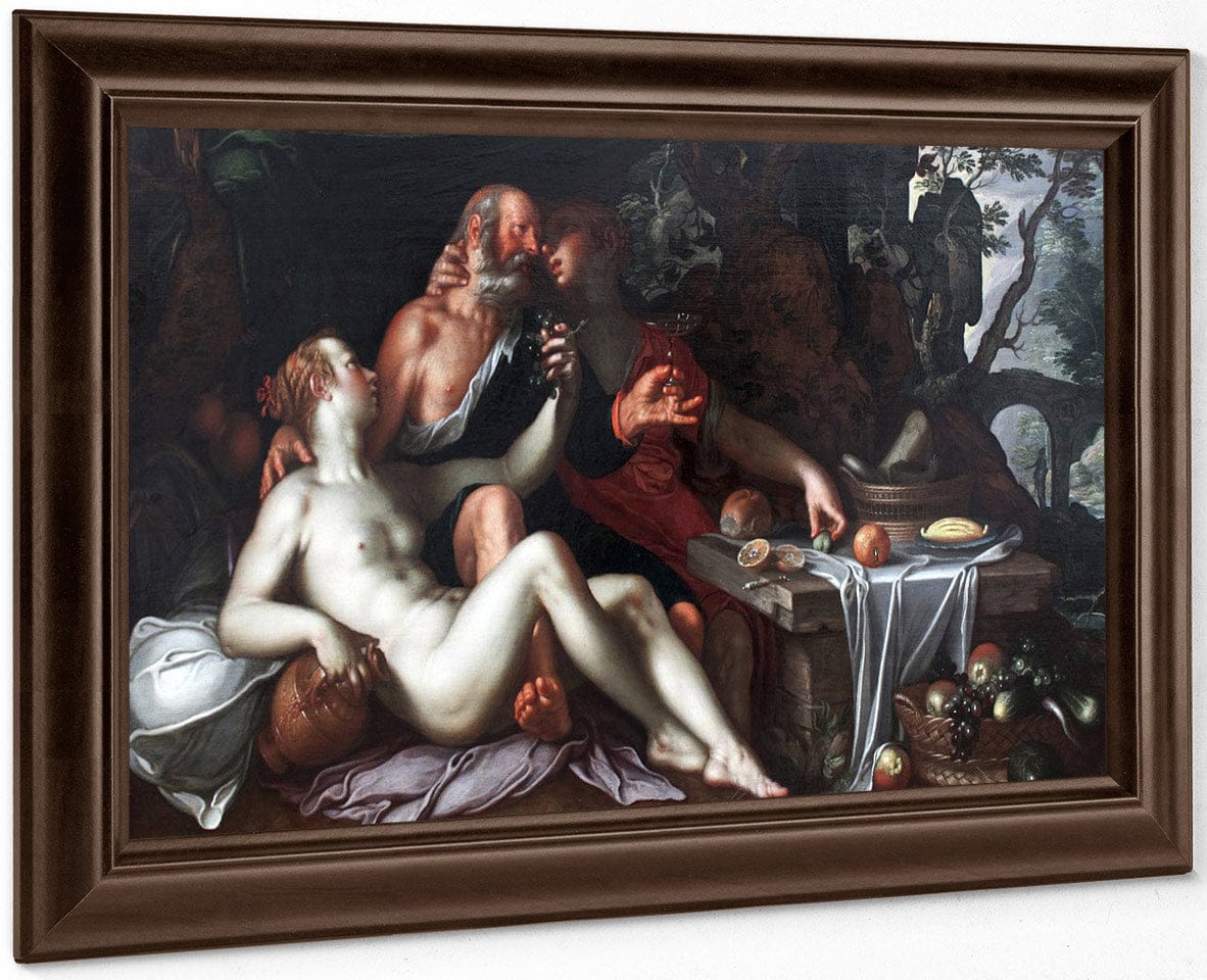 Lot And His Daughters By Joachim Wtewael Fine Art Print