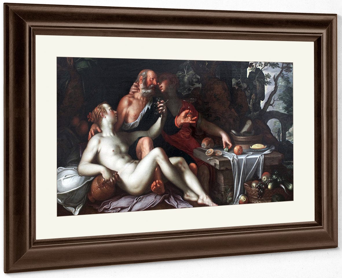 Lot And His Daughters By Joachim Wtewael Fine Art Print