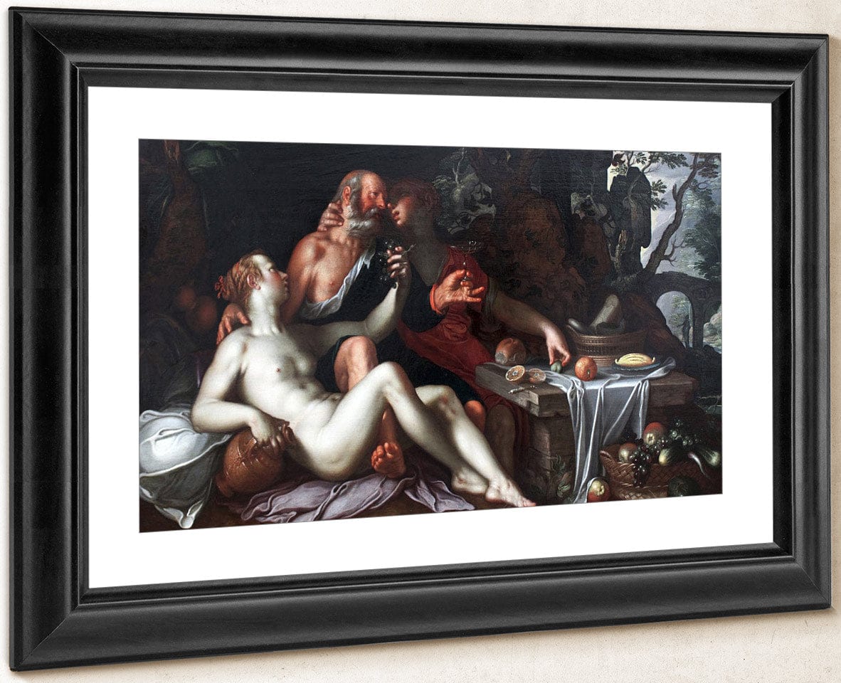 Lot And His Daughters By Joachim Wtewael Fine Art Print
