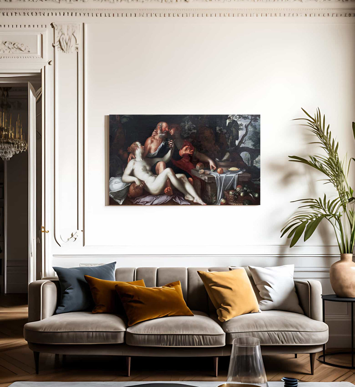 Lot And His Daughters By Joachim Wtewael Fine Art Print