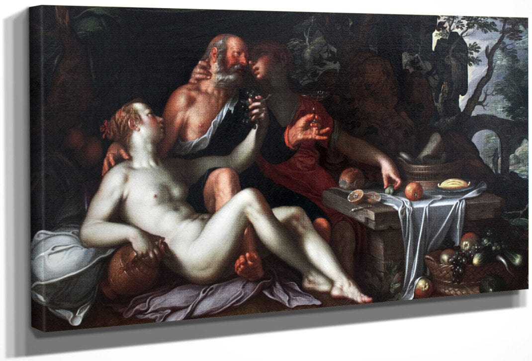 Lot And His Daughters By Joachim Wtewael Fine Art Print
