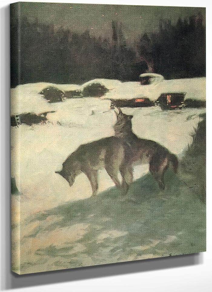 Lumber Camp At Night Aka The Tragedy Of The Trees By Frederic Remington Fine Art Print