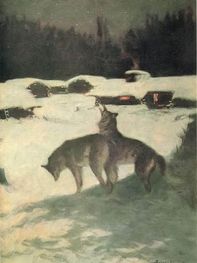 Lumber Camp At Night Aka The Tragedy Of The Trees By Frederic Remington Fine Art Print