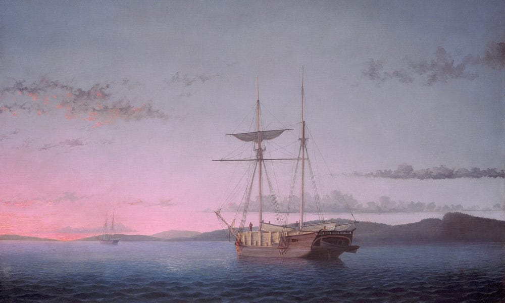 Lumber Schooners At Evening On Penobscot Bay (1863) By Fitz Henry Lane Fine Art Print