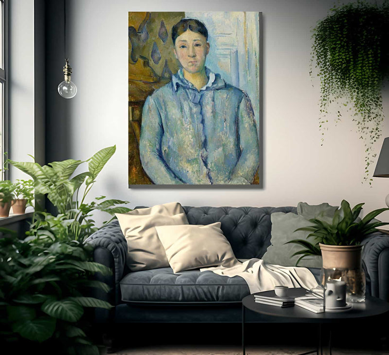 Madame Cezanne In Blue By Cezanne Paul Fine Art Print