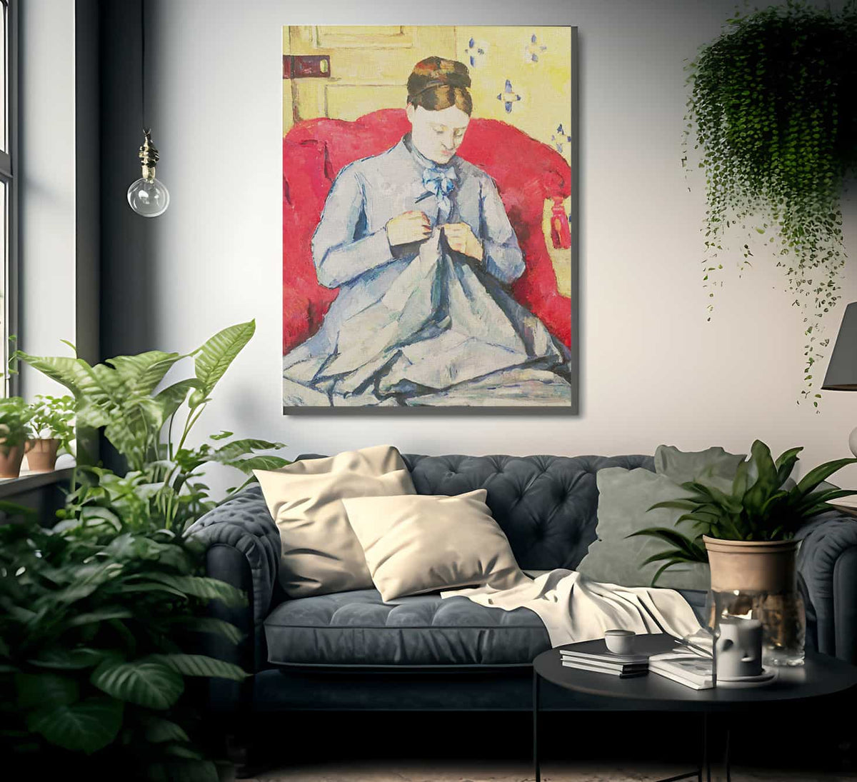 Madame Cezanne Sewing By Paul Cezanne Fine Art Print