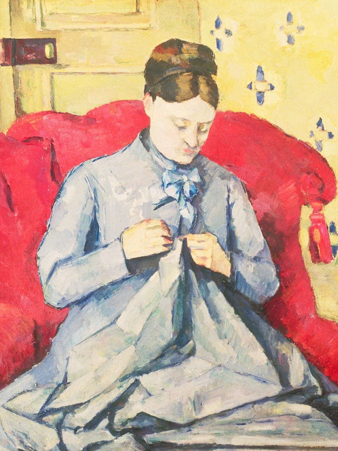 Madame Cezanne Sewing By Paul Cezanne Fine Art Print