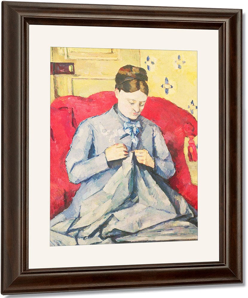 Madame Cezanne Sewing By Paul Cezanne Fine Art Print