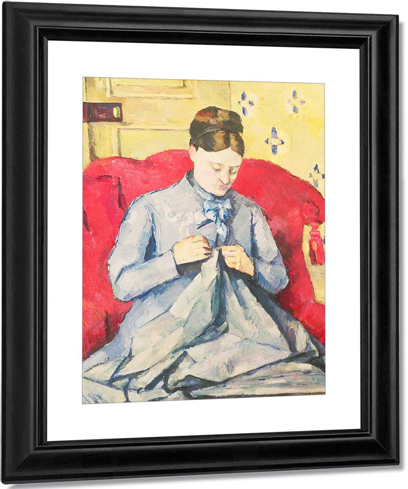 Madame Cezanne Sewing By Paul Cezanne Fine Art Print