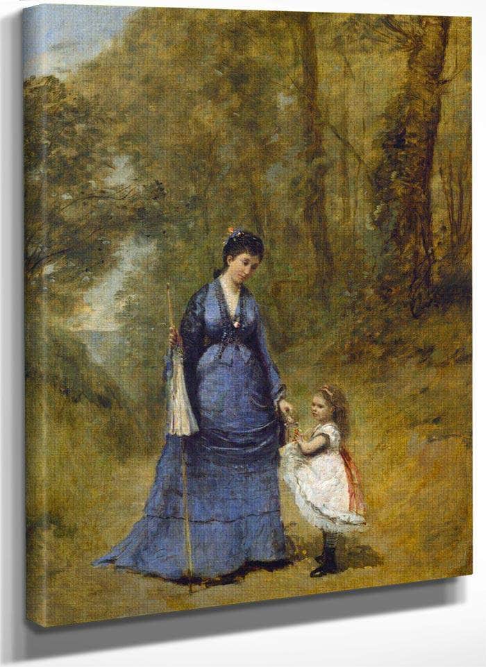 Madame Stumpf And Her Daughter Jean Baptiste By Camille Corot Fine Art Print