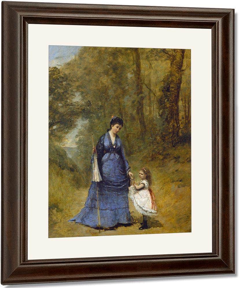 Madame Stumpf And Her Daughter Jean Baptiste By Camille Corot Fine Art Print