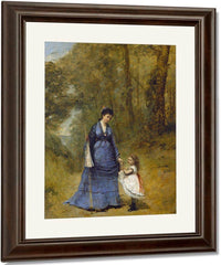Madame Stumpf And Her Daughter Jean Baptiste By Camille Corot Fine Art Print