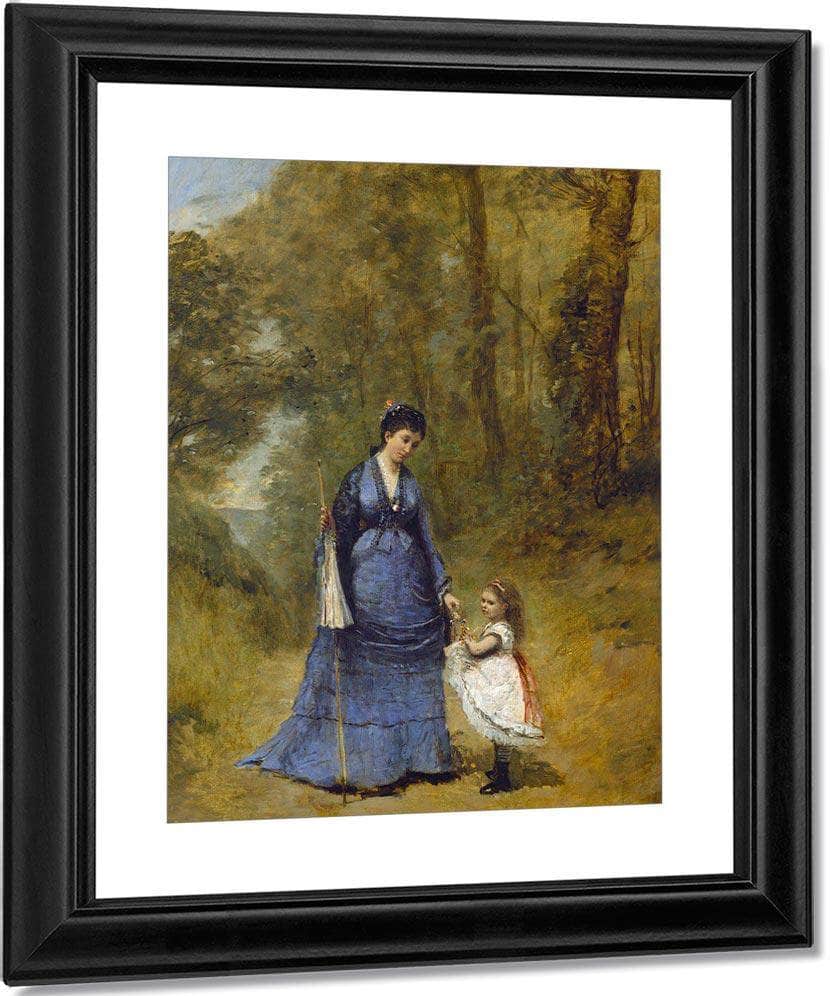 Madame Stumpf And Her Daughter Jean Baptiste By Camille Corot Fine Art Print