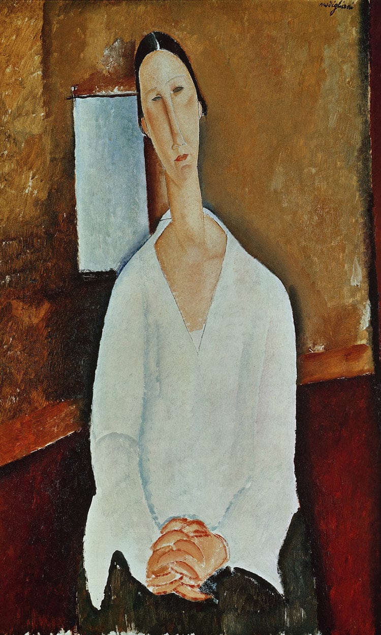 Madame Zborowska With Clasped Hands By Amedeo Modigliani Fine Art Print