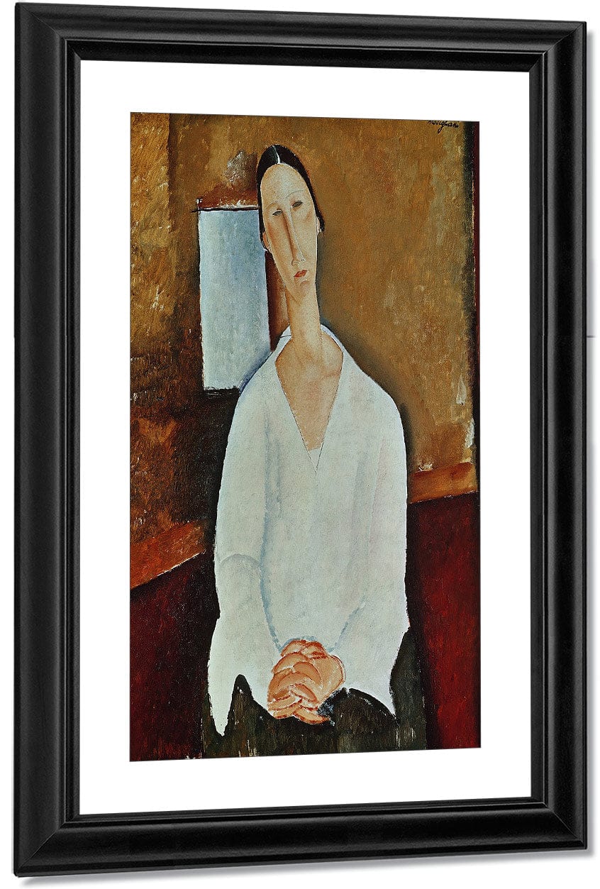 Madame Zborowska With Clasped Hands By Amedeo Modigliani Fine Art Print