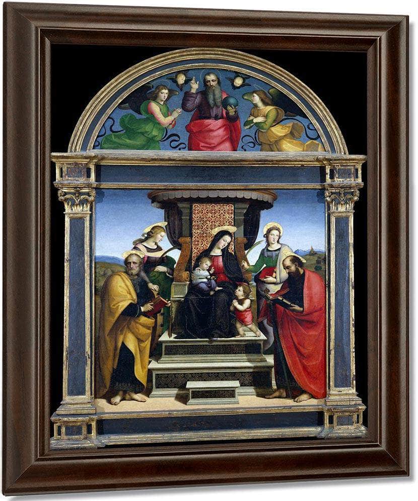 Madonna And Child Enthroned With Saints By Raphael Fine Art Print