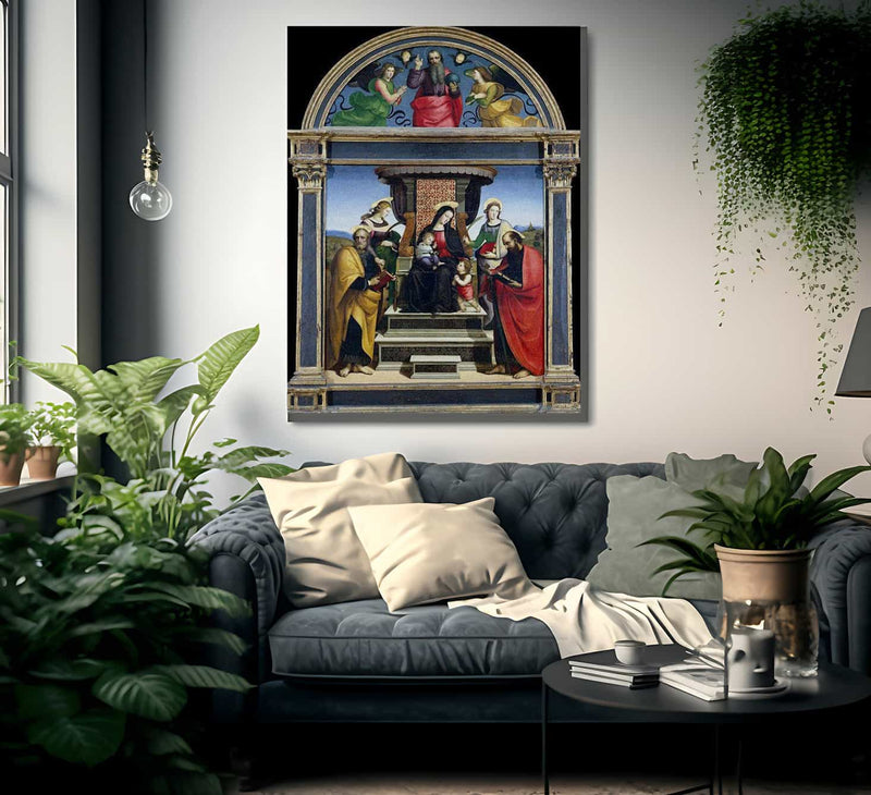 Madonna And Child Enthroned With Saints By Raphael Fine Art Print