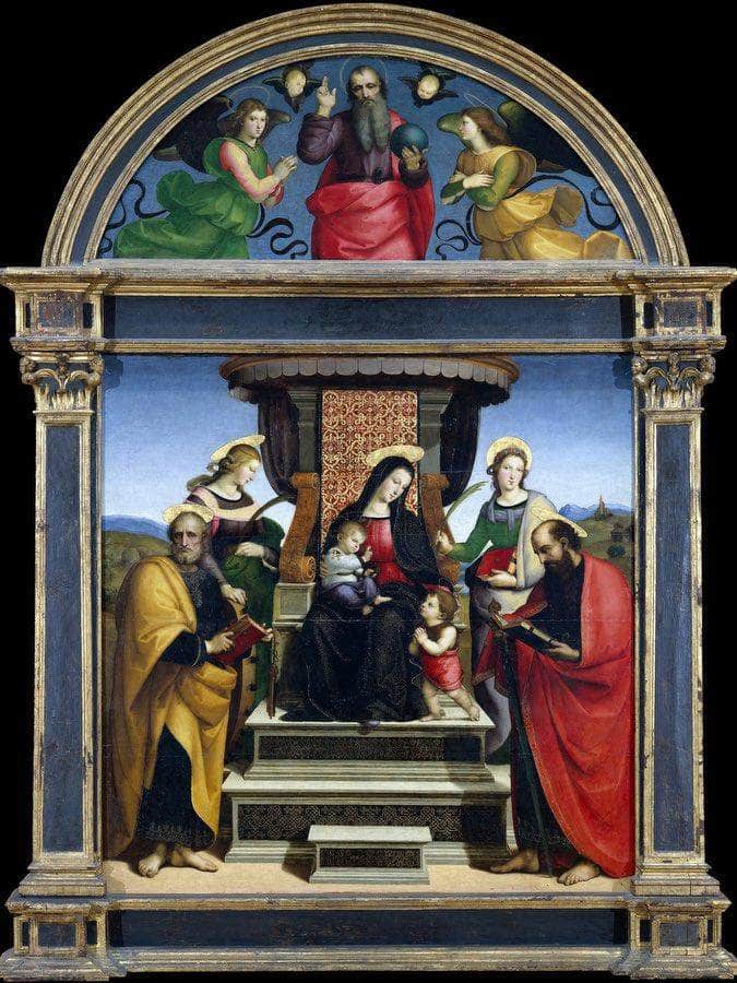 Madonna And Child Enthroned With Saints By Raphael Fine Art Print