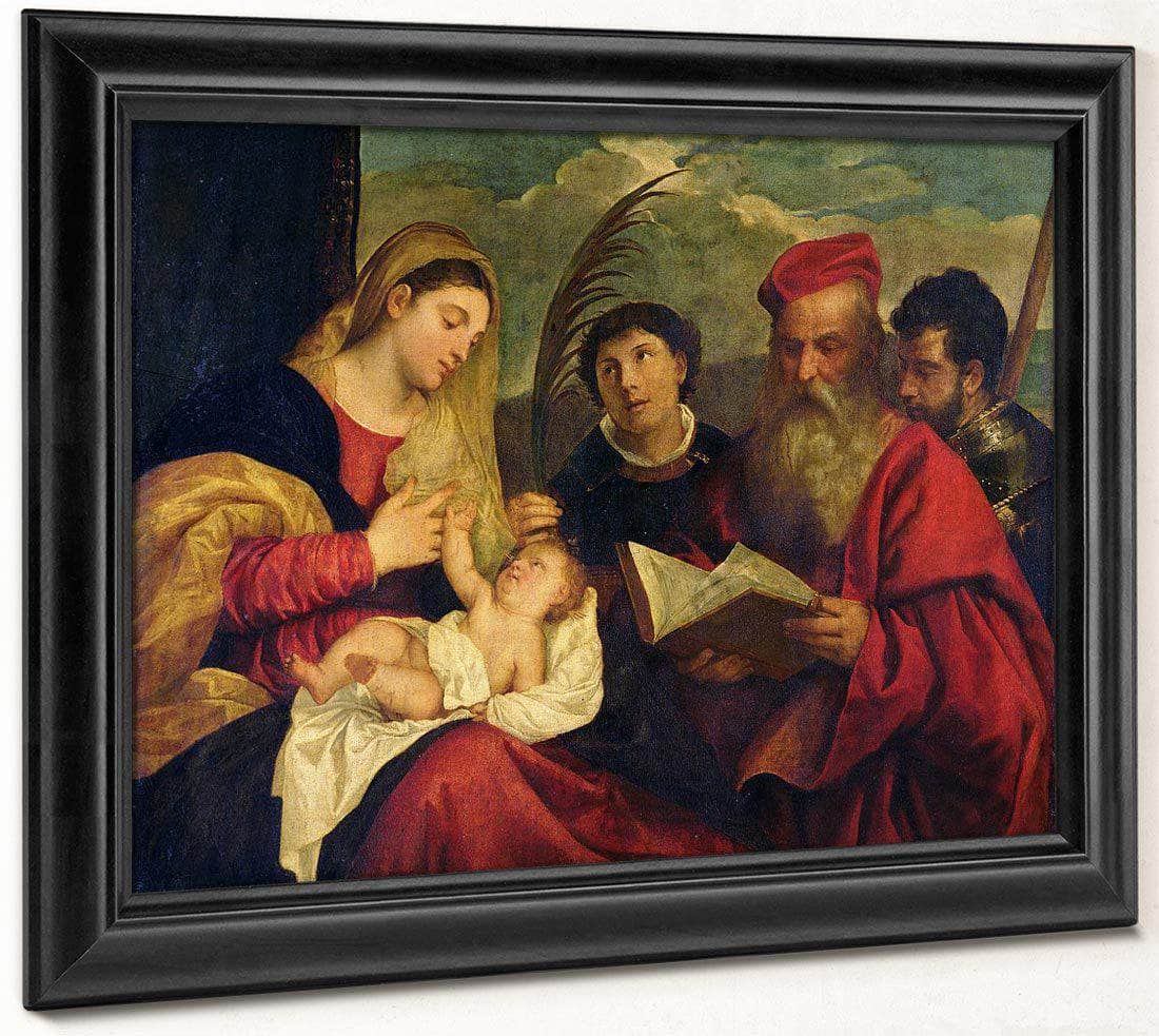 Madonna And Child With Ss. Stephen Jerome And Maurice By Titian Fine Art Print