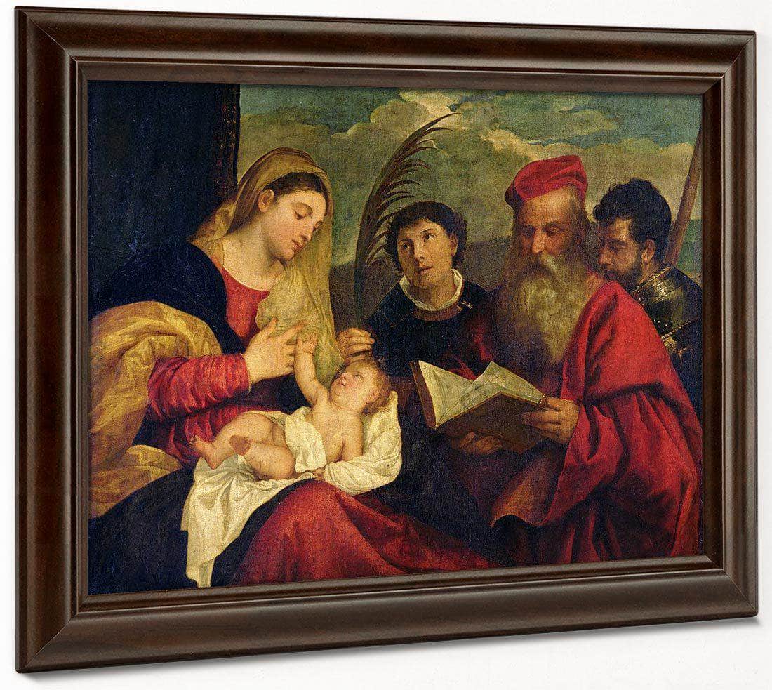 Madonna And Child With Ss. Stephen Jerome And Maurice By Titian Fine Art Print