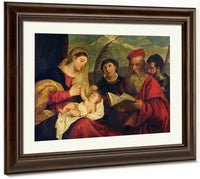 Madonna And Child With Ss. Stephen Jerome And Maurice By Titian Fine Art Print
