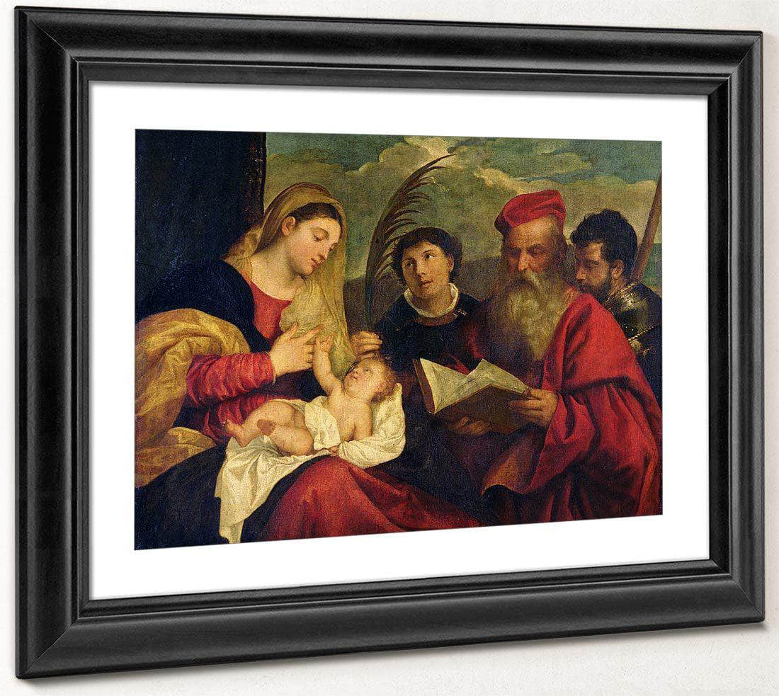 Madonna And Child With Ss. Stephen Jerome And Maurice By Titian Fine Art Print