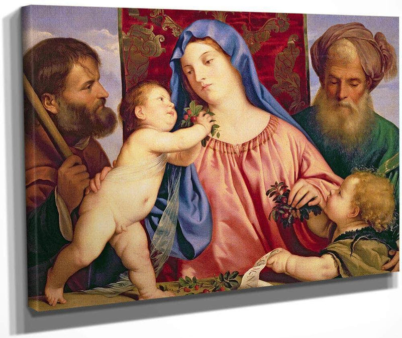 Madonna Of The Cherries With Joseph St. Zacharias And John The Baptist (Panel) By Titian Fine Art Print