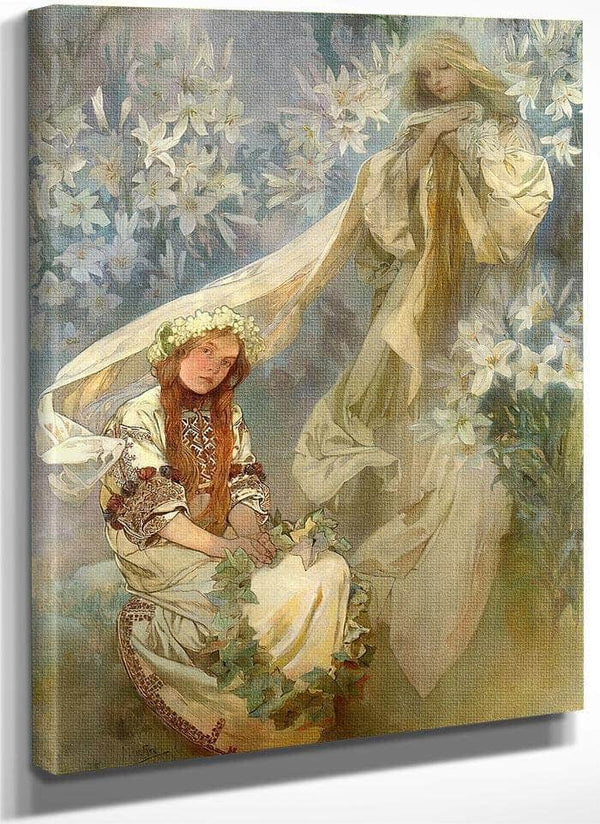 Madonna Of The Lilies By Alphonse Mucha Fine Art Print