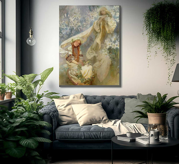 Madonna Of The Lilies By Alphonse Mucha Fine Art Print