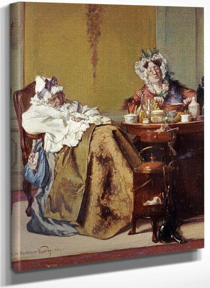 Making Medicine For The Ill Sister By Alexander Hugo Bakker Korff Fine Art Print