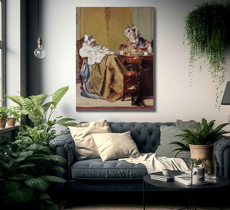 Making Medicine For The Ill Sister By Alexander Hugo Bakker Korff Fine Art Print