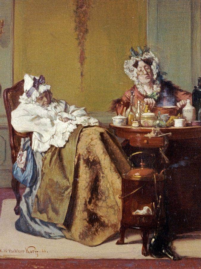 Making Medicine For The Ill Sister By Alexander Hugo Bakker Korff Fine Art Print