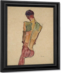 Male Nude Back View By Egon Schiele Fine Art Print