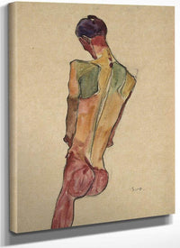 Male Nude Back View By Egon Schiele Fine Art Print