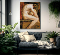 Male Nude Crouching 3 By William Etty Fine Art Print