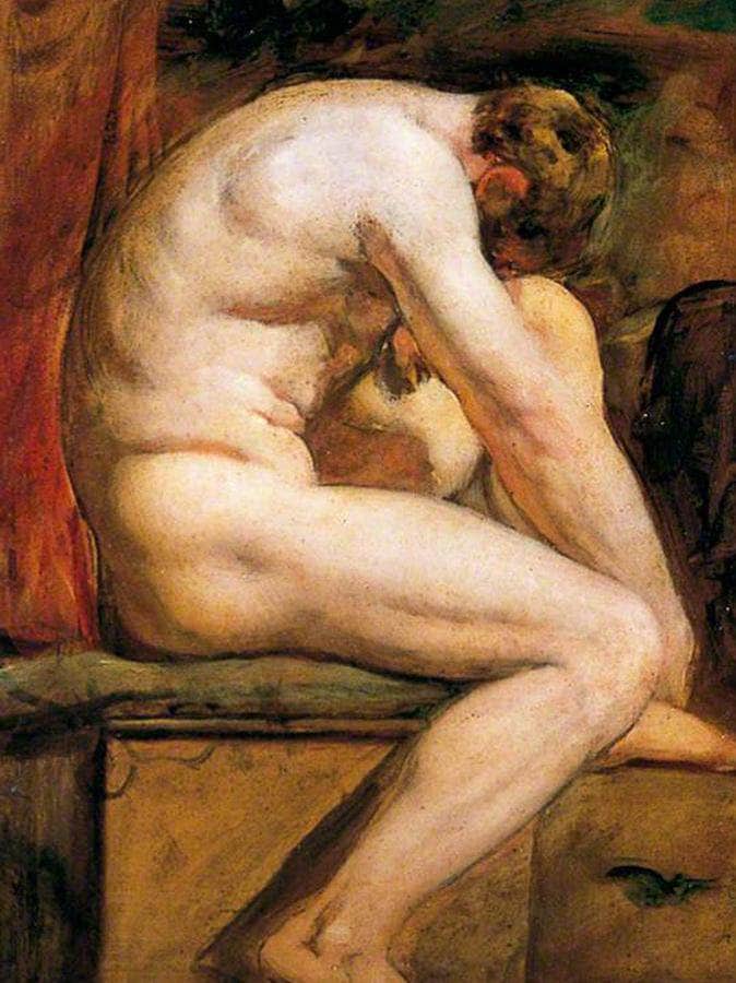 Male Nude Crouching 3 By William Etty Fine Art Print
