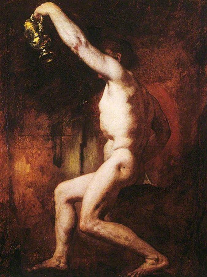 Male Nude Figure Holding A Jug By William Etty Fine Art Print