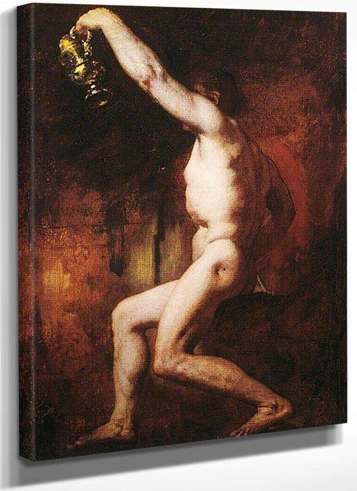 Male Nude Figure Holding A Jug By William Etty Fine Art Print