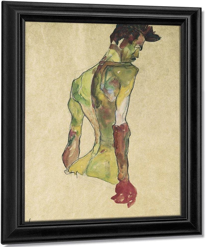 Male Nude In Profile Facing Right By Egon Schiele Fine Art Print