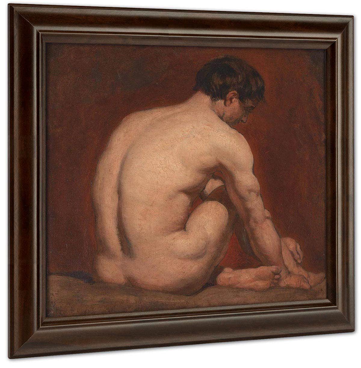 Male Nude, Kneeling, From The Back By William Etty Fine Art Print