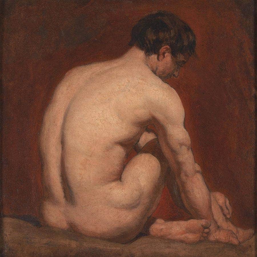 Male Nude, Kneeling, From The Back By William Etty Fine Art Print