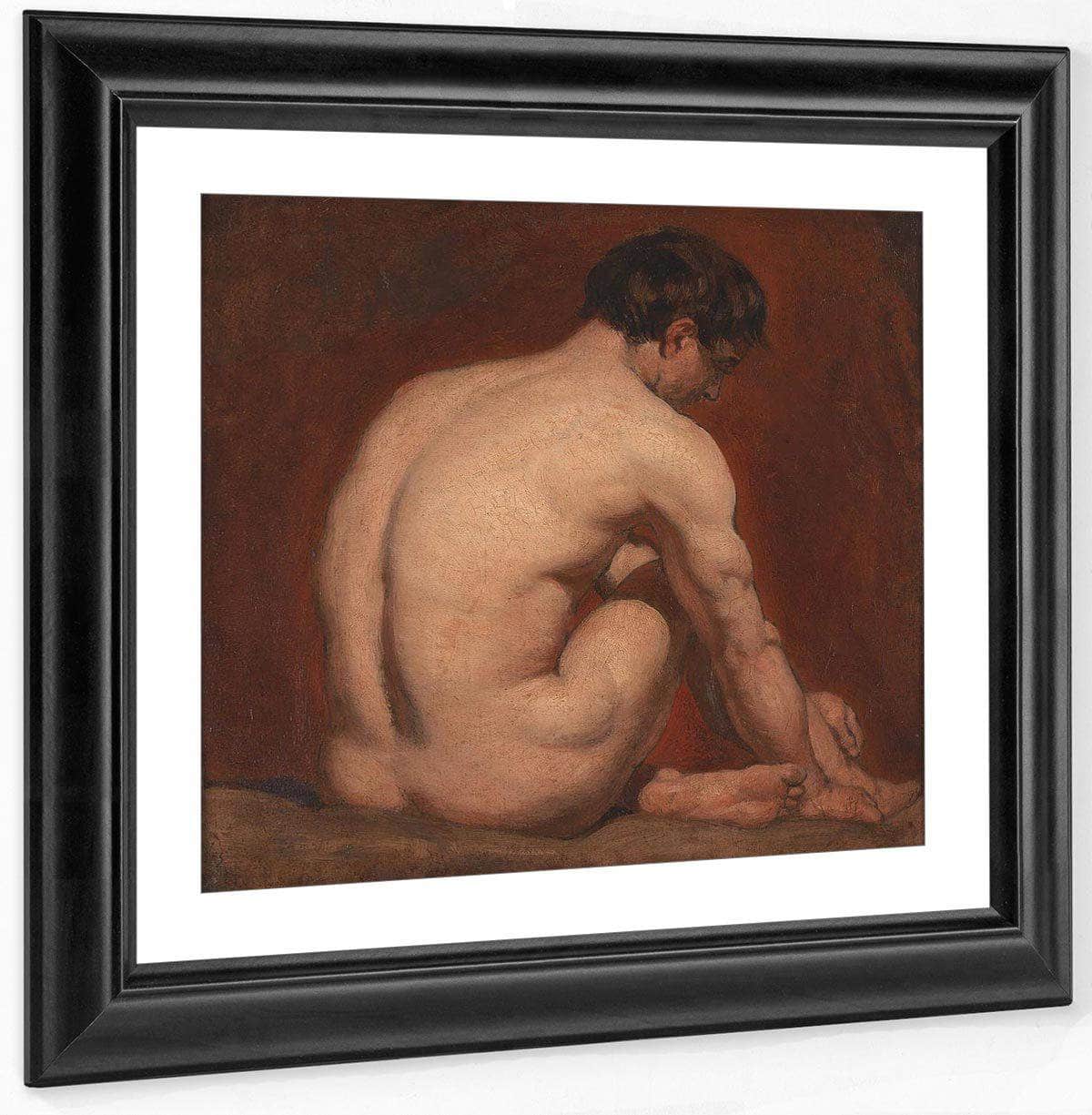 Male Nude, Kneeling, From The Back By William Etty Fine Art Print